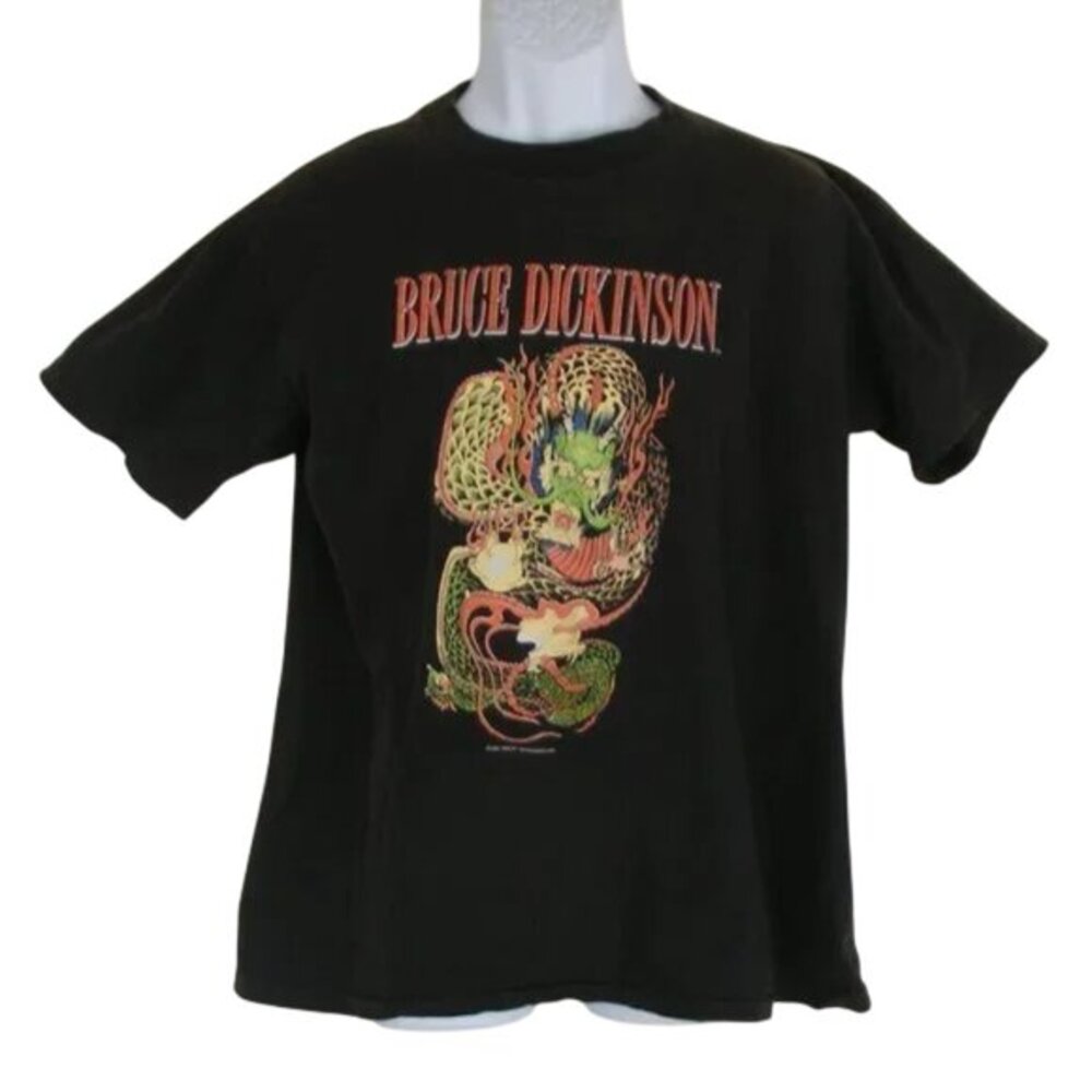 BRUCE DICKINSON Concert Tshirt L/XL, Tattooed 1990, Vintage, Black, Up the Irons